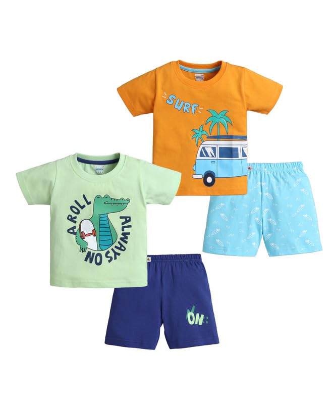 Baby Boys Cotton Half Sleeves Animal Print T-Shirt & Short Set Pack of 2 (Peb11275277)-image-27