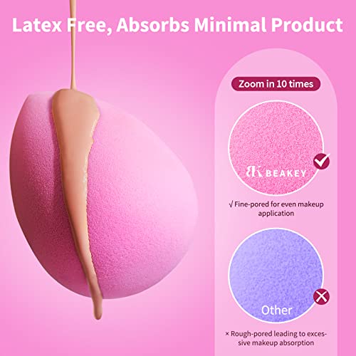 image for BEAKEY Pink Blender Makeup Sponge for Blending, Latex Free Paw Paw Mak