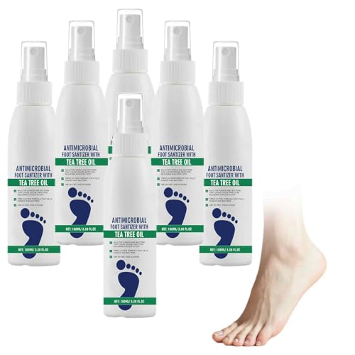 Spray para pies de árbol de té, alivio de hongos en los pies, desodorizante natural y control del sudor, niebla antifúngica refrescante, solución higiénica portátil de 100 ml a base de plantas para
