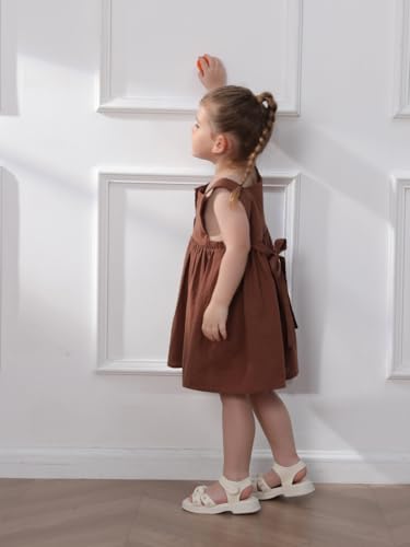 Toddler Baby Girls Dress Sleeveless Button Down Dress Kids Summer Cotton Linen Beach Butterfly Sundress3