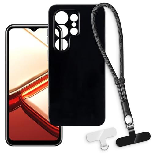 OAGELIM 2-in-1�ی�P�[�X�ƃ��X�g�X�g���b�v Doogee Note 56X Pro 4G �Ƃ̌݊������� ���O���\�ȃ��j���[�h�t���d�b�J�o�[�A����~�ߕ����h�~�O���b�v�n���h�� (�u���b�N + �u���b�N)