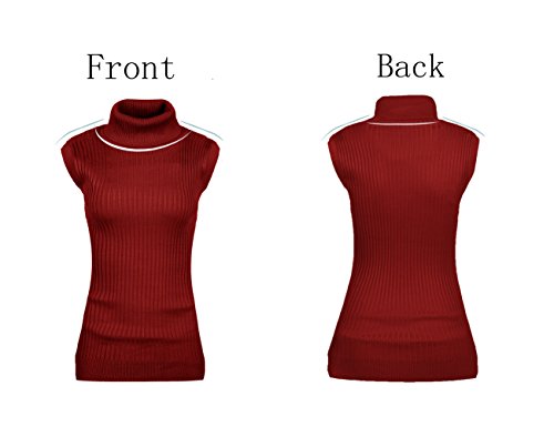 Image of v28 Women Sleeveless High Neck Turtleneck Stretchable Knit Sweater Top