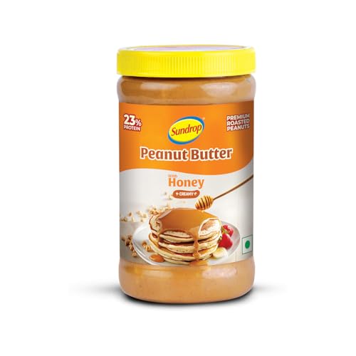 Image of Sundrop Peanut Butter with Honey | Creamy | 462 grams | With 23% Protein | 7% Dietary Fibre | Premium Roasted Peanuts | No Preservatives | Great Value Per Gram of Protein