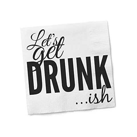 Twisted Wares - Funny Cocktail Napkins - LET'S GET DRUNKISH - Boutique Cocktail Napkins - Perfect for any Celebrations 5"X5" (20 Pack) Cover