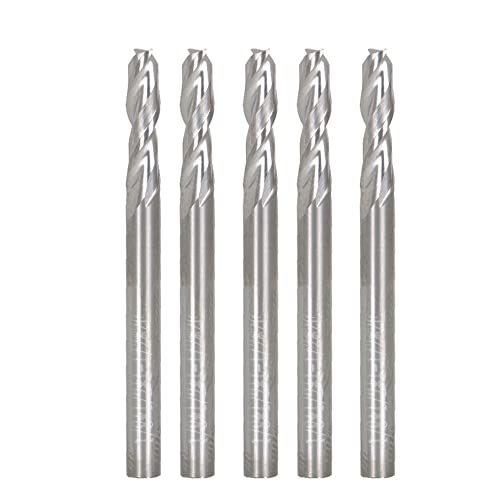 Image of 1 /8 Inch Milling Cutter 2 Slot Carbide End Milling Cutter Suitable for Aluminum Cutting Non-Ferrous Metal Cutting 5 Pieces