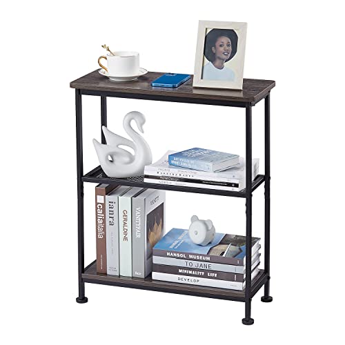Giopaco Narrow Side Table, End Table With 3 Tier Storage Shelves, Modern Accent Skiny End Tables For Small Spaces, Slim Couch Beside Table, Small Hallway Table For Living Room,Bedroom,Grey #TOP29
