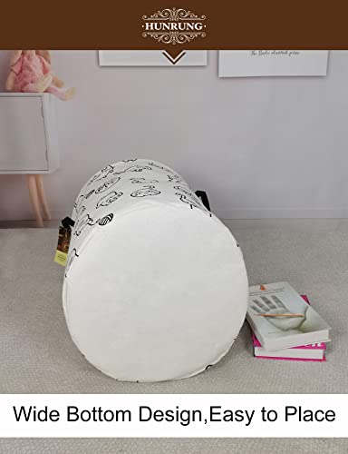 Hunrung Laundry Hamper,Large Canvas Fabric Lightweight Storage Basket Toy Organizer Dirty Clothes Collapsible Waterproof For College Dorms thumb #4