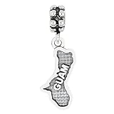 LGU Sterling Silver Oxidized Travel Map of Guam Dangle Bead Charm