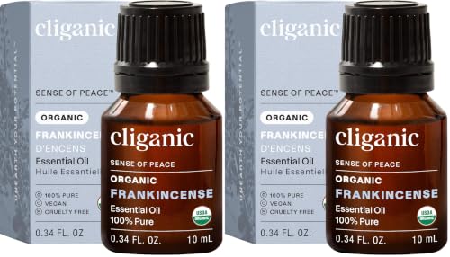 Image of Cliganic Organic Frankincense Essential Oil - Boswellia Serrata, 100% Pure Natural Undiluted, for Aromatherapy | Non-GMO Verified (Pack of 2)