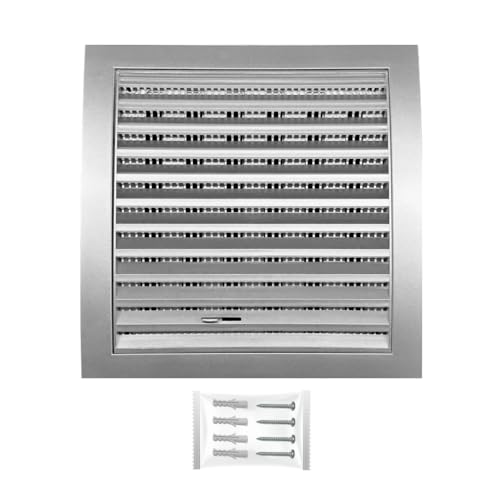 H&C VENT Rejilla Ventilación de 190 x 190mm │ Extractor de Baño Cocina │ Rejilla Aire Acondicionado Conductos Pared AC Ventilador Tubo PVC │ Cubiertas de Ventilacion con cierre regulable y Mosquitera