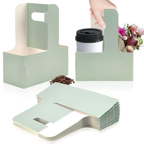 2 Cup Disposable Drink Carrier for Delivery with Handle,15 Count