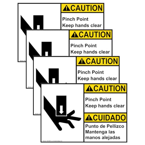 Autocollants de sécurité bilingue ANSI x4 mains claires 12,7x8,9 cm