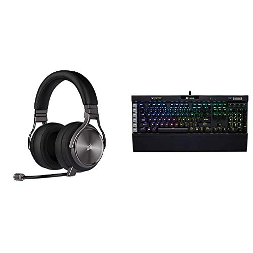 Corsair Virtuoso RGB Wireless SE Gaming Headset - Gunmetal & K95 RGB Platinum Mechanical Gaming Keyboard - 6X Programmable Macro Keys - USB Passthrough & Media Controls - Black Finish