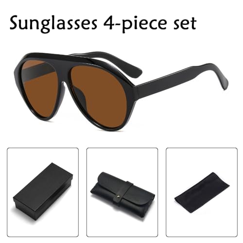 Oversized Retro Aviator Sunglasses Womens Mens, Aviator Sunglasses for Women, Retro Aviator Polarized Sunglasses for Women Men Classic UV400 Oversized Aviators, Black2