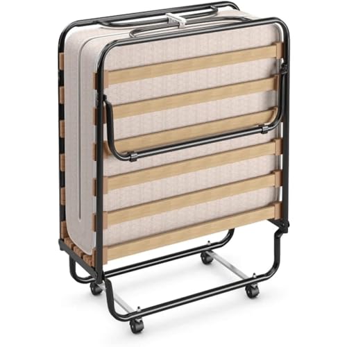 ASWRTYJO Foldable Bed with Memory Foam Mattress Portable Fold Up Guest Folding Rollaway with