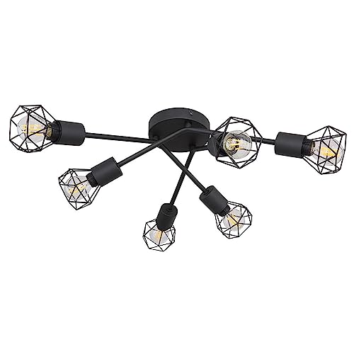 GLOBO RETRO Decken Lampe schwarz Wohn Zimmer Beleuchtung Käfig Spot Strahler Leuchte 54802S-6