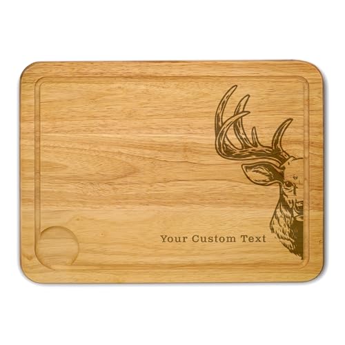 Image of Deer Stag Personalised Custom Engraved Wooden Stag Chopping Board Cheese Board Serving Board Cutting Novelty Gift