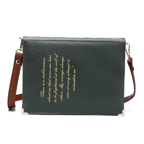 ASVP Shop Pride and Prejudice Cross-Body Shoulder Bag - Perfect for Book Lovers | Book Purse Clutch | Bookish Gift for Her | Jane Austen Valentine’s Day Present, Green, Large2