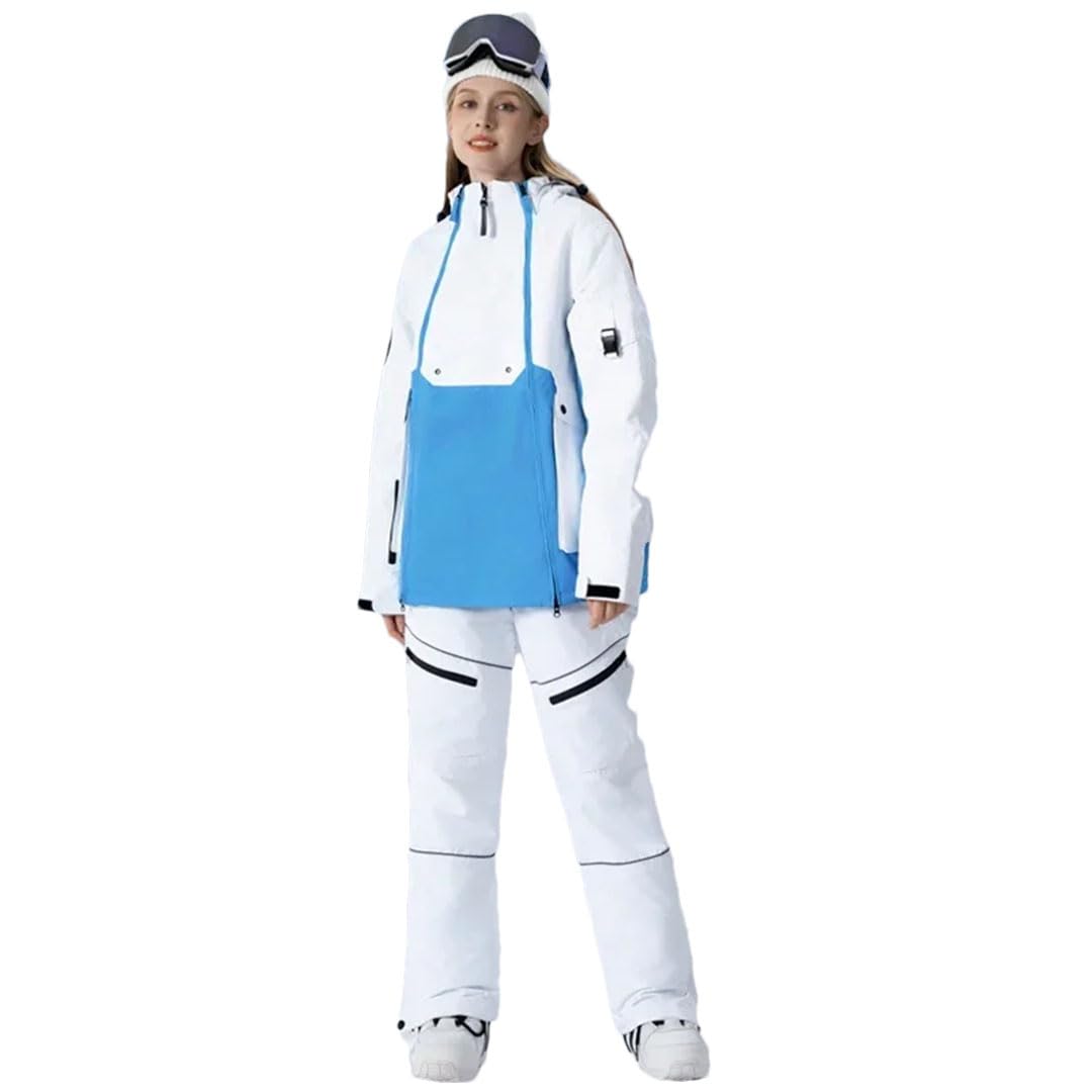 Giacca da donna con cappuccio pantaloni caldi da neve completi da sci caldi set da sci sport all'aperto montagna snowboard costume vestiti come da immagine 1 L, come da immagine1 , L