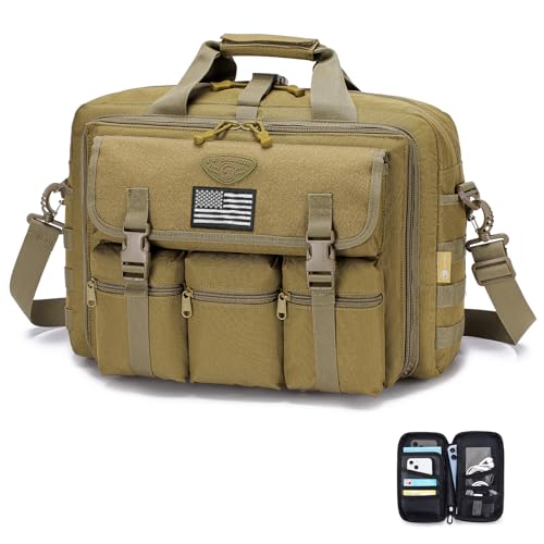 Large Tactical Laptop Bag for Men, Military 17.3 Inch Computer Bag Briefcase with Passport Wallet, Carry on Messenger Bag