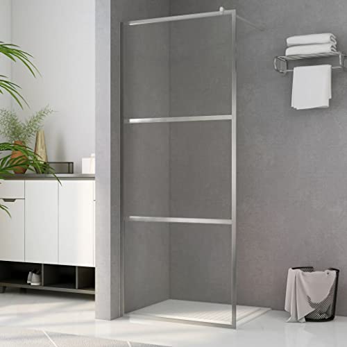 eless - Pared de ducha con vidrio transparente ESG de 55.1 x 77.8 pulgadas, panel fijo moderno y pantalla retráctil para un elegante diseño y estética de baño