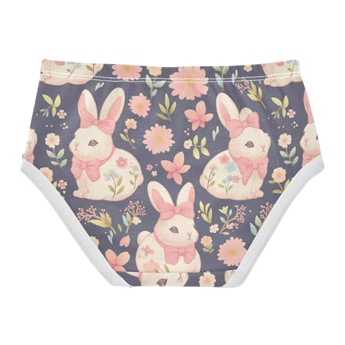 Wusikd Cute Bunny Pink Bow Girls' Underwear Cotton Flowers Girls Briefs Soft Toddler Underwear 2T2