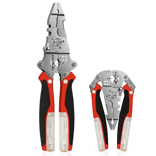 SRCANDY 16-in-1 Professional Wire Stripper with 12-250V Voltage Tester, Heavy Duty Foldable Electrician Pliers for Stripping, Cutting, Crimping & Twisting, Versatile Electrical Tool for DIY & Repair