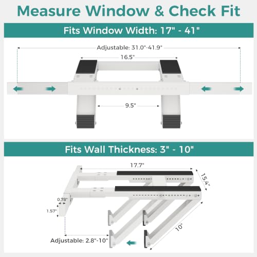 Ocyfym No-Drill Window Air Conditioner AC Support Bracket, AC Unit Outside Holder Stand Brace Mount, Soporte Base para Aire Acondicionado Ventana, Hold Up to 300LBS, Fit Single & Double Hung Window — view 3