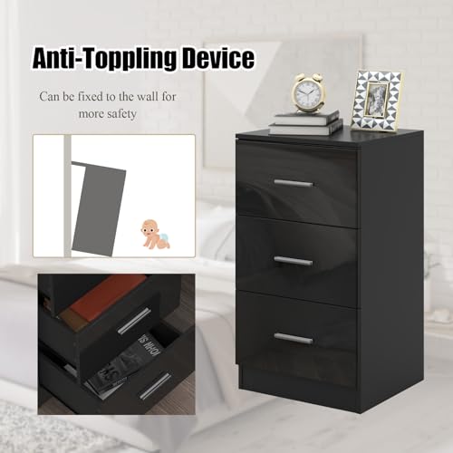 Caisson de bureau noir structure renforcée commode multifonctionnelle au design épuré