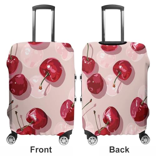 With Cherry Pattern Luggage Cover, Elastic Luggage Protector Fits 19-32in Suitcases, Washable & Anti-Scratch Suitcase Cover for Men Women L3