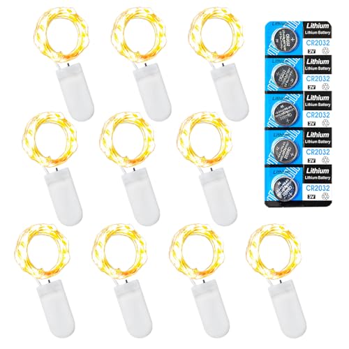 10 Pack Fairy Lights Battery Operated String Lights, 10 LED on 3.3ft Silvery Copper Wire,for Flowers Gift Box Wedding Pa - Detailed View
