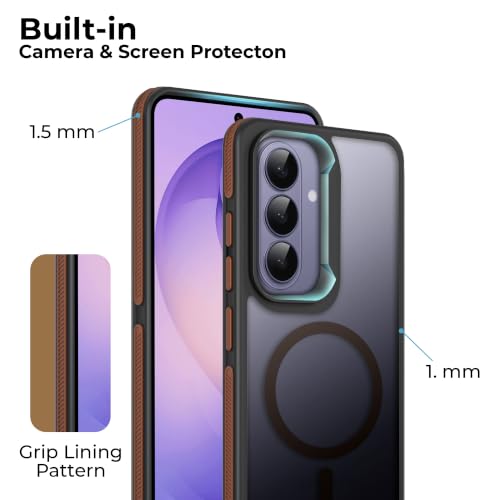 Image of A rtistque Compatible with MagSafe Frosted Ultra Matte Back Cover Case for Samsung Galaxy S26 5G | Smooth Grip Sides | Stylish Protective Design | Raised Camera Edges | S26 Back Cover - Brown