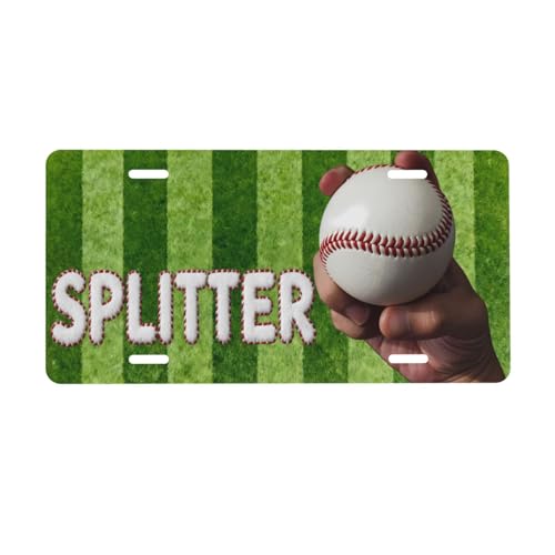 UEQIKI Baseball Splitter Front License Plate 6x12 Aluminum