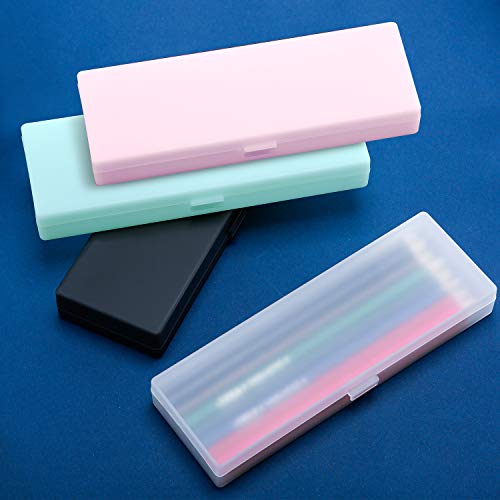 4 Pieces Plastic Pencil Case Plastic Stationery Case With Hinged Lid And Snap Closure For Pencils, Pens, Drill Bits, Office Supplies (Black, Pink, White, Green) #TOP15