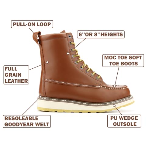 Image of SureTrack 6'' & 8'' Men's Soft Toe Wedge Work Boots, Slip Resistant, EH