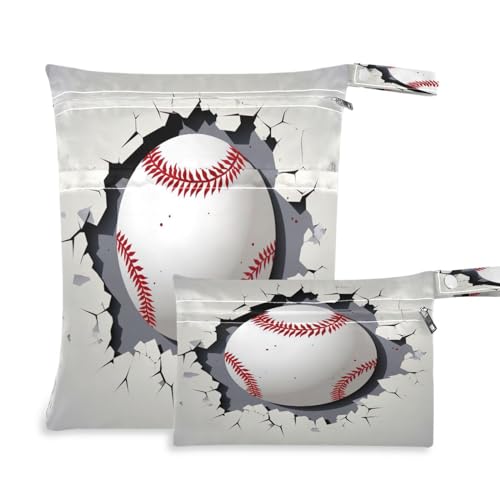 2 sacchetti riutilizzabili bianchi da baseball organizer con 2 tasche con cerniera per pannolini per costume da bagno e abbigliamento da palestra Multicolore Taglia unica
