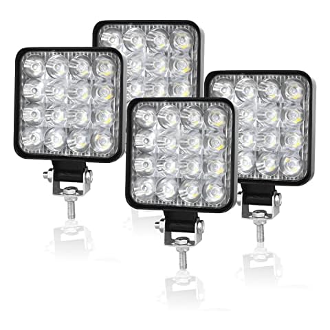 AUXTINGS 4 Pieces 4 inch 10cm 48W Mini Thin LED Work Light Spot Beam LED Pods Driving Lights 12V 24V Offroad Fog Lamps for Truck Tractor Boat 4x4 Car SUV ATV Excavator Cover