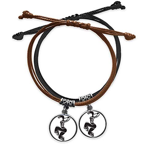 Bracelet en cuir double silhouette danse flûte pour vos soirées