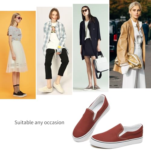 Image of Women's Canvas Slip On Sneakers Non Slip Loafers | low top non slip on walking breathable casual comfortable fashion tennis
