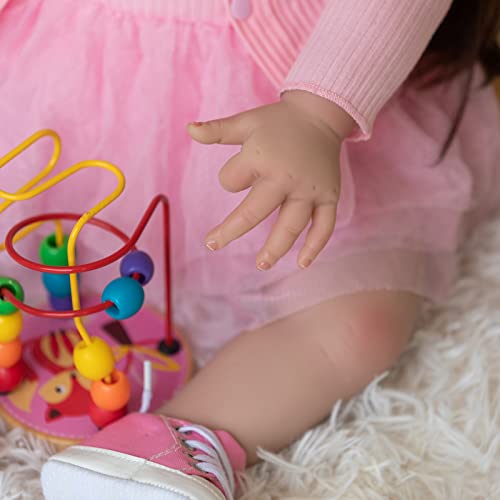 60CM Große Größe Reborn Kleinkindpuppe Mädchen Weicher Stoffkörper Lächle Glücklich Reborn Babypuppe Knuddelig… – Bild 6