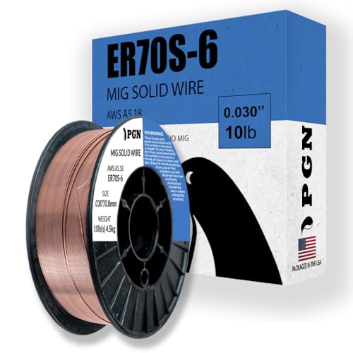 Image of PGN Solid MIG Welding Wire - ER70S-6 .030 Inch - 10 Pound Spool - Mild Steel MIG Wire with Low Splatter and High Levels of Deoxidizers - For All Position Gas Welding