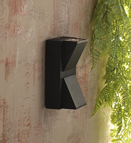 Image of SAH Led Metal Outdoor Wall Light, Black, Waterproof, Warm White for Entryway, Gardens, Pathways, Vanity, Pool Side, Outdoor Stairs and Walls (Modern, 2) (UP-Down, Pack of 2)