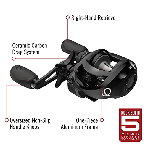 Quantum Accurist Baitcast Fishing Reel, Size 100 Reel, Right-Hand Retrieve, Oversized Non-Slip Handle Knobs And Continuous Anti-Reverse Clutch, One-Piece Aluminum Frame, 7.0:1 Gear Ratio, Black #TOP1