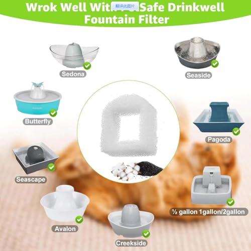 Filtros de Fuente de Agua Compatible con Drinkwell 360 de Acero Inoxidable Avalon Pagoda Seascape y Sedona, Prefiltros de Filtro de Espuma para Fuente para Perros y Gatos Poweka (24 Piezas) - imagen 4