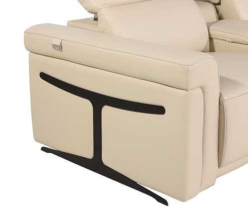Sillón reclinable cuero italiano topo beige miniatura 3