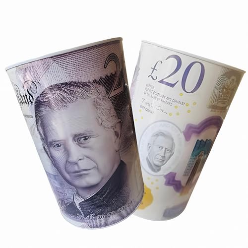 Large Money Tin Box – Vintage £20 Note Savings Jar – Big Retro Coin Bank for Kids & Adults – Money Tin That Can’t Be Opened – Novelty Gift Container for Saving or Decoration (Pack of 1)