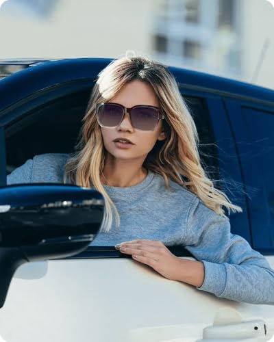 Meeloog Polarized Fit Over Glasses Sunglasses for Women, Square Wrap Around Lightweight Shades for Driving Riding MST00993
