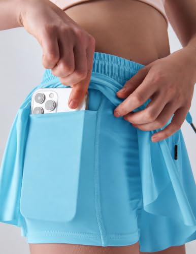 Image of 1 or 3 Pack Girls Flowy Shorts with Spandex Liner & Pocket, 2-in-1 Athletic Butterfly Shorts for Running Dance