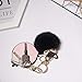 Anple Genuine Rabbit Fur Ball Pom Pom Keychain with A fashion Alloy Fox Head Studded with Synthetic Diamonds(Rhinestone) for Womens Bag Cellphone Car Charm Pendant Decoration(Black Style 2)