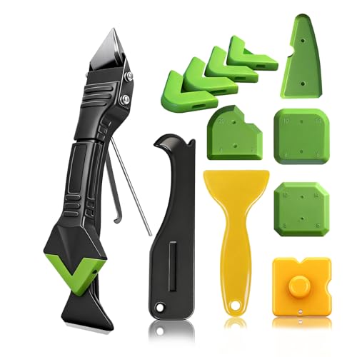 Caulking Tool 5 in 1, Caulk Remover & Silicone Sealant Finishing Kit with Grout Scraper and...